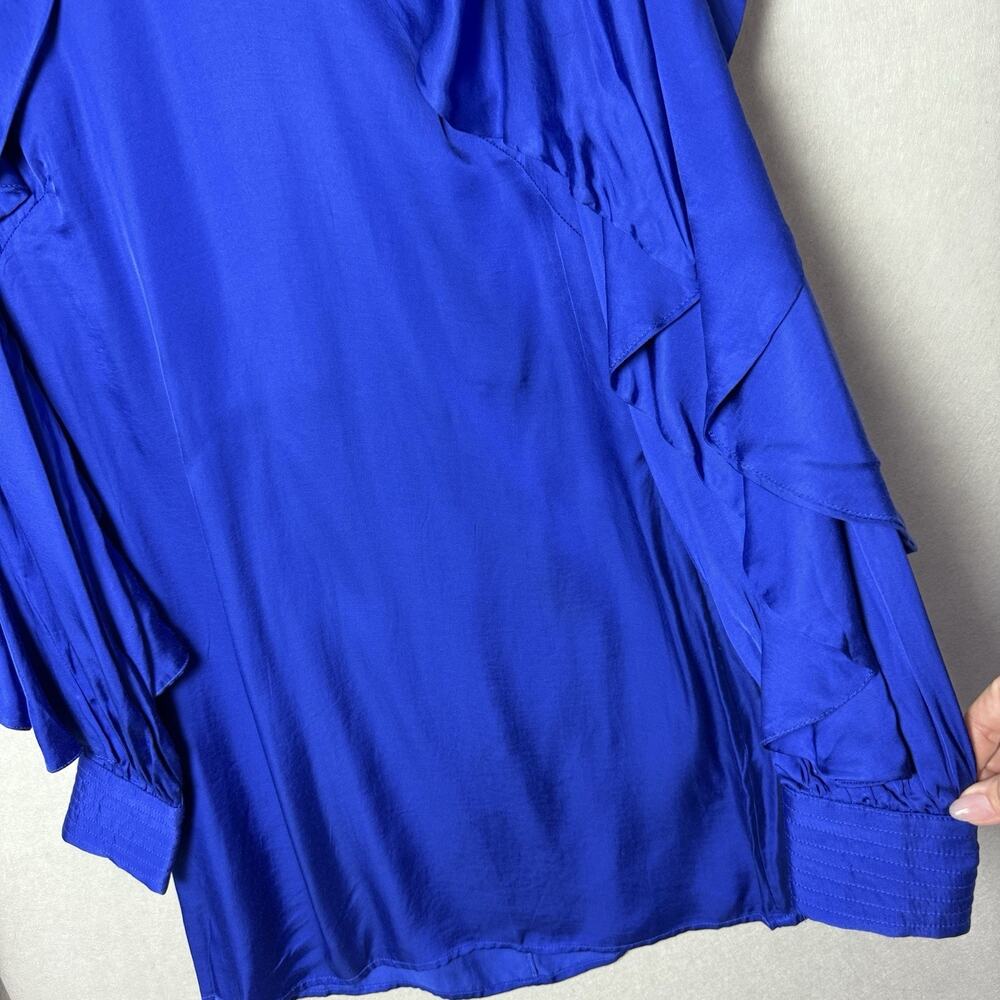 Farm Rio Mini Dress Bright Blue Open Back Ruffled Long Sleeve Women’s M - Picture 6 of 16